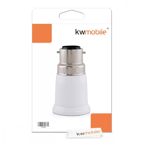Set 4 Adaptoare dulie de la B22 la E27, Kwmobile, Alb, Plastic, 27510