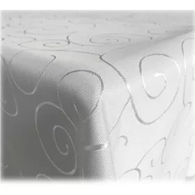   Fata de masa rotunda cu ornament Jemidi, 160 cm, Alb, Poliester, 55264.02.22
