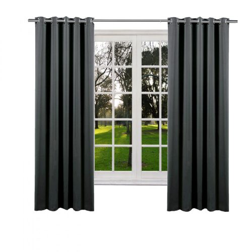 Draperie opaca cu inele Jemidi, 140 x 175 cm, Gri, Poliester, 55282.19.01