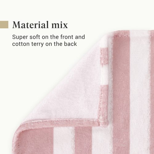 Prosop de plaja Homelevel, 90 x 180 cm, Roz / Alb, Bumbac / Poliester, 54897.02