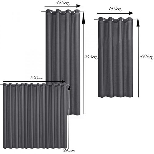 Draperie opaca Stella cu inele Jemidi, 140 x 175 cm, Gri, Poliester, 55283.19.02