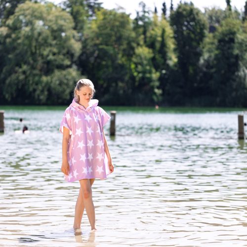 Poncho de baie pentru copii Homelevel, 8-11 ani, Gri, Bumbac, 54888.22.03