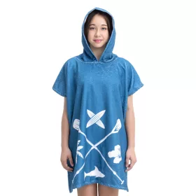   Poncho de baie pentru copii Homelevel, 8-11 ani, Multicolor, Bumbac organic, 54931.04.03