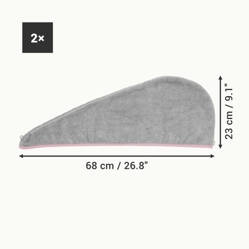 Set 2 Turbane de par unisex Homelevel, Universal, Gri, Bumbac organic, 54863.25.02