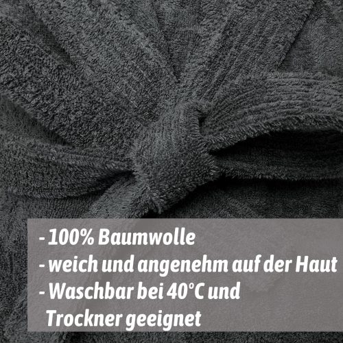 Halat de baie pentru copii Homelevel, 128, Gri, Bumbac organic, 54864.25.37