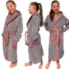 Halat de baie pentru copii Homelevel, 176, Gri / Roz, Bumbac organic, 54864.20.41