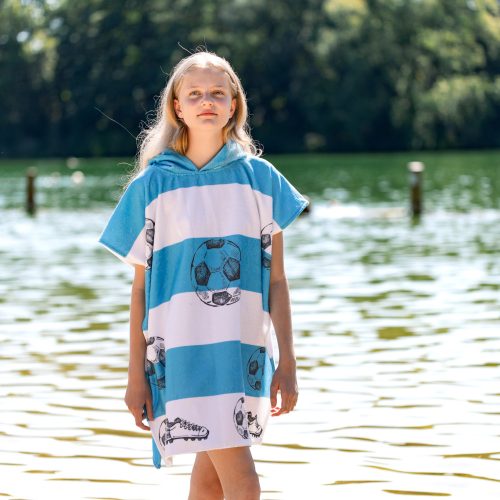 Poncho de baie pentru copii Homelevel, 8-11 ani, Multicolor, Bumbac organic, 54931.32.03