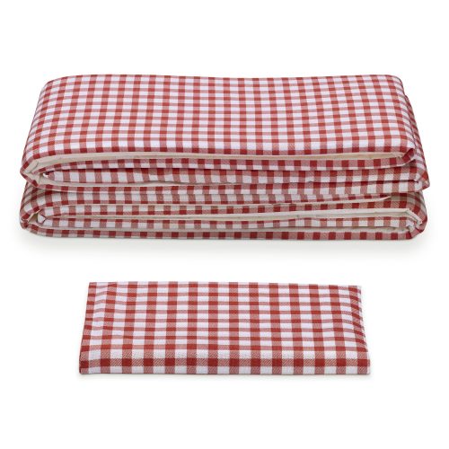 Set Fata de masa si 2 huse pentru banci Jemidi, 70 x 240 cm, Rosu, Poliester / Bumbac, 55321.09.02