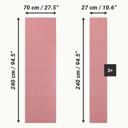 Set Fata de masa si 2 huse pentru banci Jemidi, 70 x 240 cm, Rosu, Poliester / Bumbac, 55321.09.02