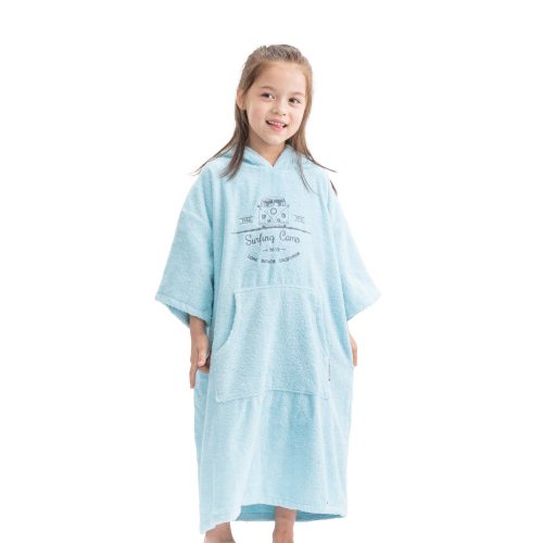 Poncho de baie pentru copii Homelevel, 6-9 ani, Albastru, Bumbac organic, 54976.42
