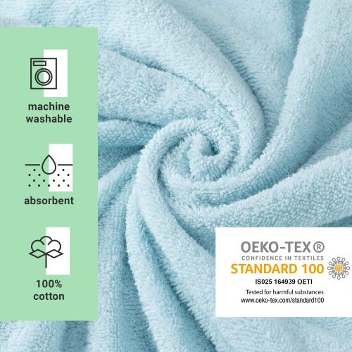 Poncho de baie pentru copii Homelevel, 6-9 ani, Albastru, Bumbac organic, 54976.42