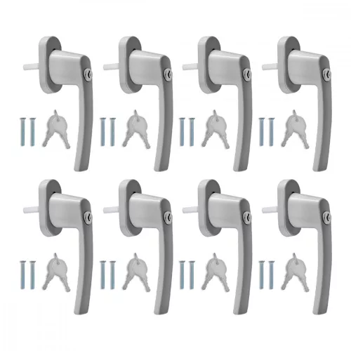Set 8 Manere pentru fereastra cu blocare, Kwmobile, Gri, Aluminiu, 38354