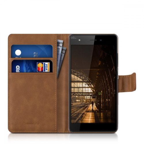 Husa pentru Wiko Pulp, Piele ecologica, Maro, 36145.83