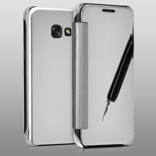 Husa pentru Samsung Galaxy A3 (2017), Piele ecologica, Gri, 40869.42