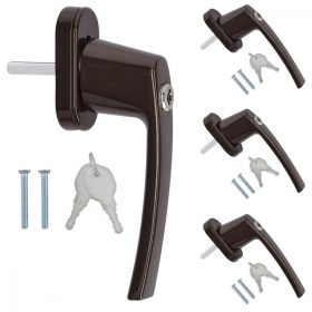   Set 4 Manere pentru fereastra cu blocare, Kwmobile, Maro, Aluminiu, 41890
