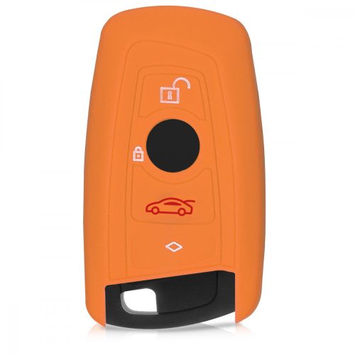 Husa Cheie Auto pentru BMW - 4 Butoane, Silicon, Portocaliu, 40949.29