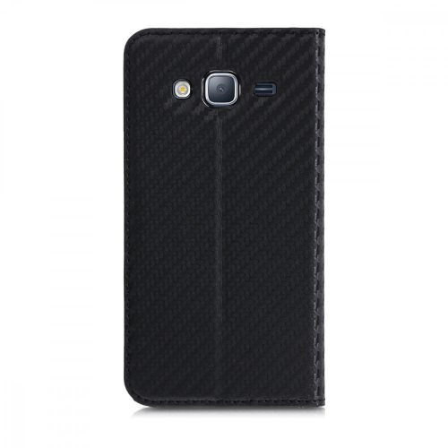 Husa pentru Samsung Galaxy J3 (2016), Piele ecologica, Negru, 45157.01