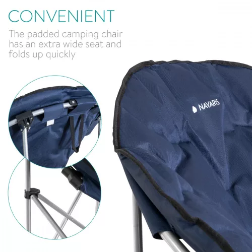 Scaun pliabil de exterior Navaris, Suporta pana la 150 kg, Captusit, Albastru, 45134.1.17