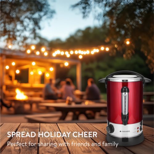 Fierbator vin fiert si apa calda Navaris, 10 L, 1650 W, distribuitor cu robinet, rosu, metal