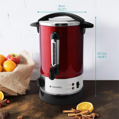 Fierbator vin fiert si apa calda Navaris, 6.8 L, 950 W, distribuitor cu robinet, rosu, metal