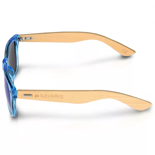 Ochelari de soare unisex Navaris, UV400, Bambus, Albastru, 40731.04.04