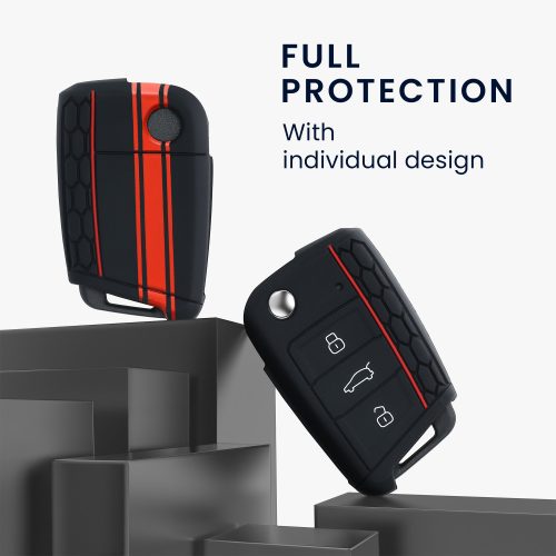 Husa Cheie Auto pentru VW - 3 Butoane, Silicon, Negru, 42888.09