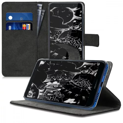 Husa pentru Huawei Y6 (2018), Piele ecologica, Negru, 45923.01