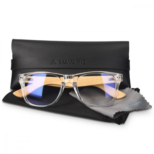 Ochelari fara prescriptie medicala Navaris pentru lumina albastra, Unisex, Bambus, 46156.03