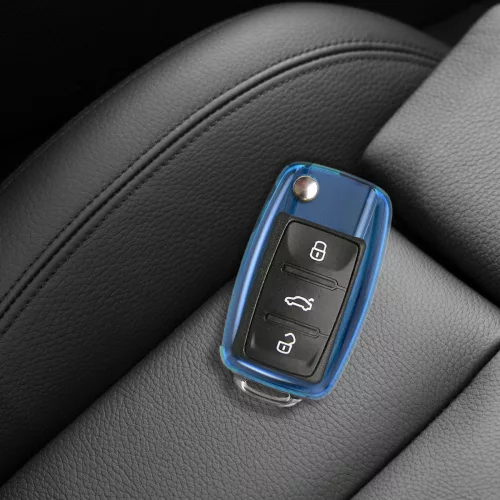 Husa Cheie Auto pentru VW / Skoda / Seat - 2-3 Butoane, Silicon, Albastru, 47188.04