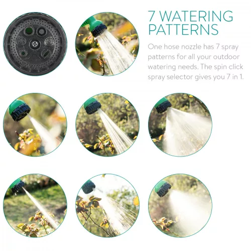 Furtun de gradina extensibil de 15 m Navaris, pistol de pulverizare cu 7 modele, 47273.01