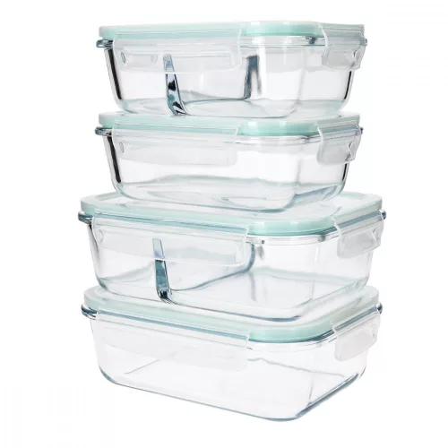 Set de 4 caserole de depozitare a alimentelor din sticla, 1000ml, 600ml, 47684.04.01