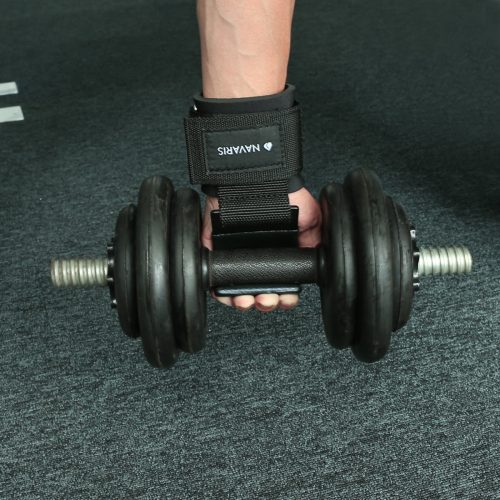 Pereche de curele cu carlig pentru ridicare greutati Navaris, Universal, Negru, 48508.01