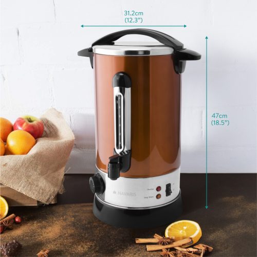 Fierbator vin fiert si apa calda Navaris, 10 L, 1650 W, serviciu bauturi, auriu, metal