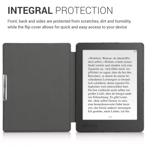 Husa pentru Kobo Aura H2O Edition 2, Textil, Gri, 49111.01