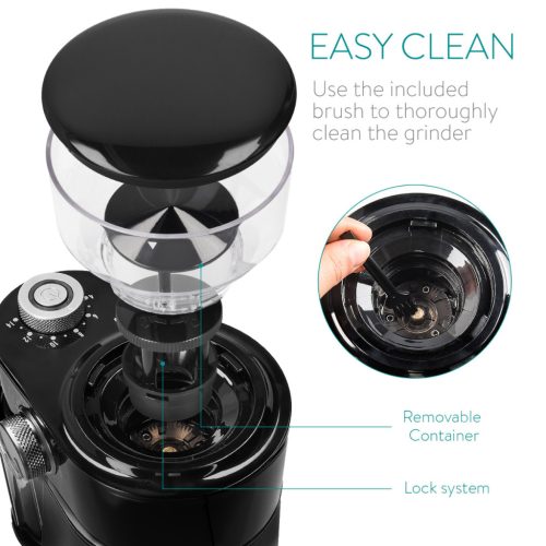 Rasnita electrica cafea Navaris, reglaj macinare, pentru espresso/filtru, negru, plastic