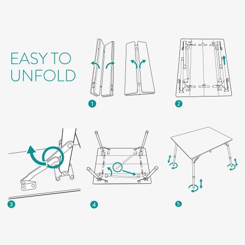 Masa de camping pliabila din bambus Navaris, 65 x 50 cm, Reglabila, Bambus, 51166.2