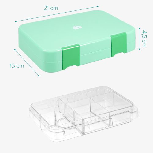 Cutie alimentara Navaris Bento Box, 4-6 compartimente, verde, plastic, 49877.01.07