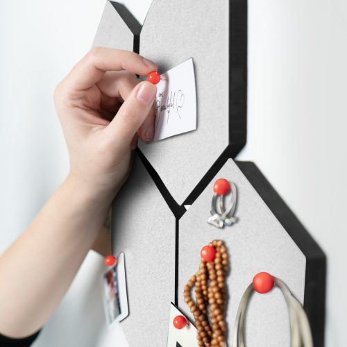 Set 6 panouri hexagonale Navaris pentru mesaje, 15x17,7 cm, cu pini si banda adeziva, 46230.05