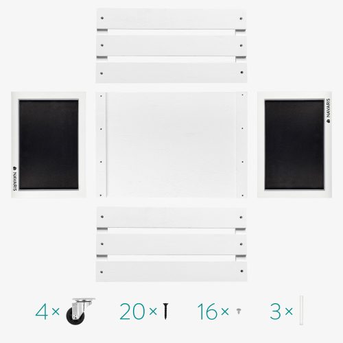 Cutie de depozitare cu roti pentru albume de vinil Navaris, 80 discuri, Alb, 53026.02.02