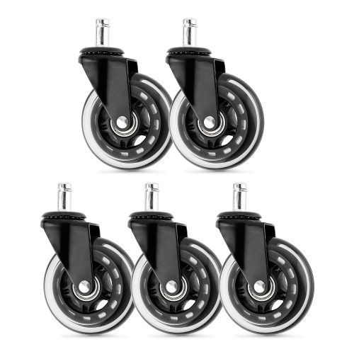 Set 5 Roti pentru scaun de birou tija 10mm/75mm, Rotabile la 360°, Kwmobile, 53129.01