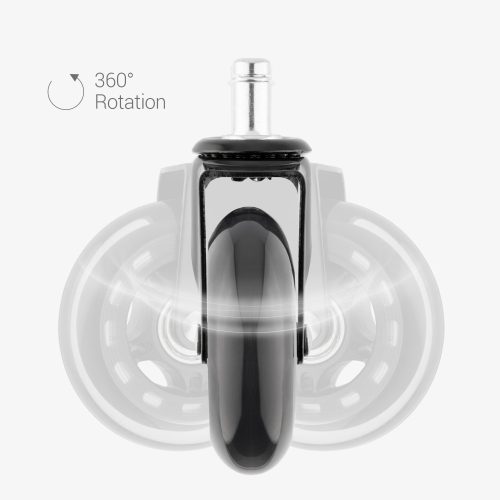 Set 5 Roti pentru scaun de birou tija 10mm/75mm, Rotabile la 360°, Kwmobile, 53129.01