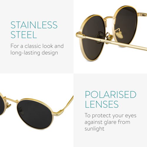 Ochelari de soare unisex Navaris Pilot Style, Protectie UV, Lentile polarizate, 53170.2.21