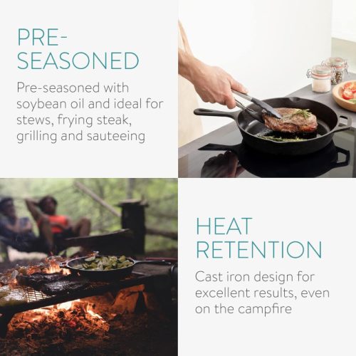 Tigaie adanca rotunda din fonta cu maner Navaris - 25 cm, 48585.01.2