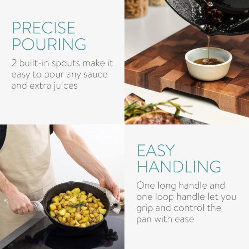 Tigaie adanca rotunda din fonta cu maner Navaris - 25 cm, 48585.01.2