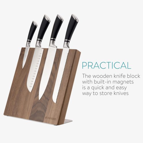 Suport cutite magnetic Navaris din lemn de nuc, 27,7x27,5x12 cm, 47366.04