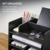Organizator birou cu sertare Navaris, 33x24x26 cm, auto-asamblare, negru, bambus
