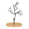 Suport bijuterii Navaris, arbore cu baza din bambus, 22x15.5x31 cm, organizare coliere, negru, bambus