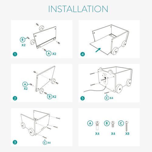 Cutie depozitare jucarii cu roti Navaris, model vulpe, 26.4x20x25.8 cm, maro, textil/plastic