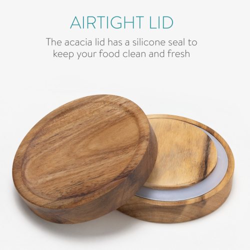 Set 3 borcane Navaris cu capac din lemn de acacia, 950 ml, sticla borosilicata, maro, lemn/sticla