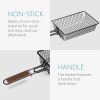 Cos pentru gratar antiaderent din otel inoxidabil Navaris cu maner si penseta, 54517.01